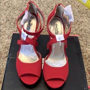 Red wedge sandals